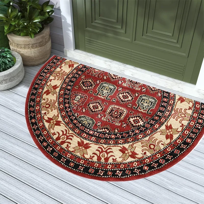 (estilo 7 50x80cm) Alfombra Semicircular De Estilo Étnico Con Patrón Geométrico Retro, Resistente Al Desgaste Y Fácil De Limpiar.