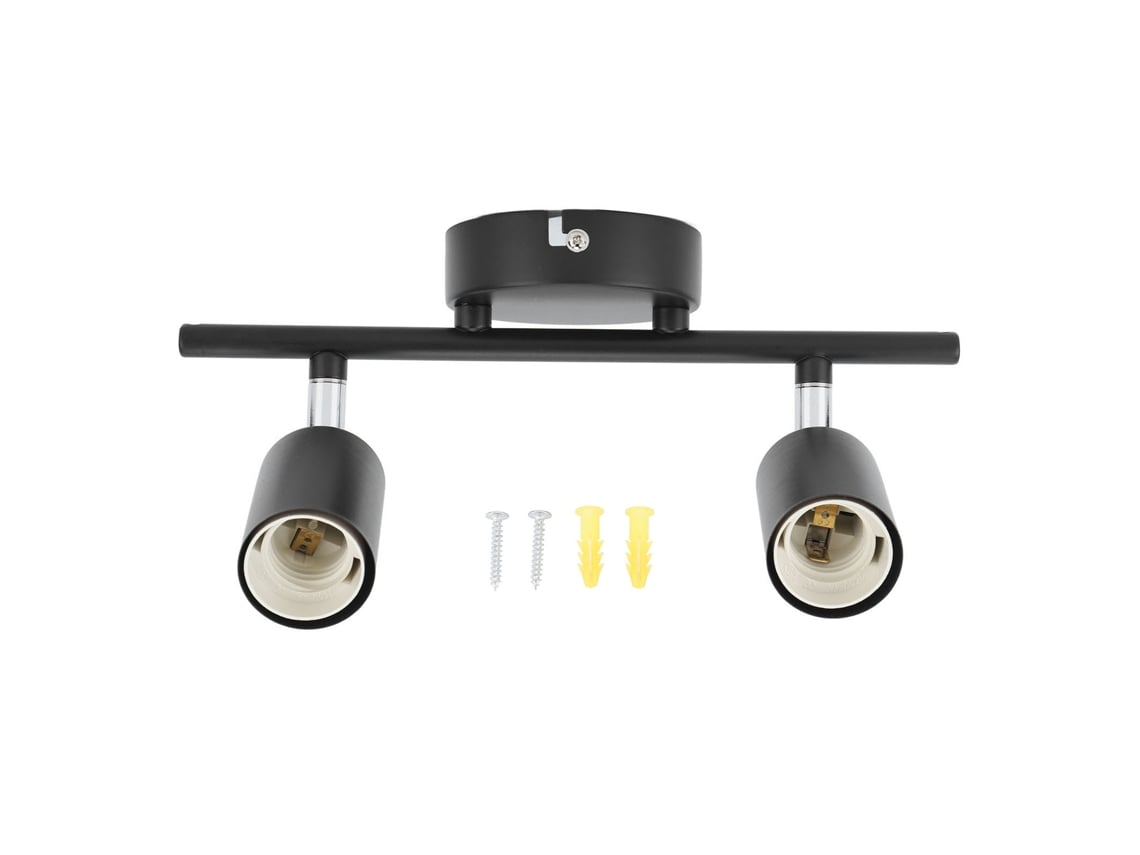 Portalámparas De Techo Empotrado Con Riel, 2 Luces, Giratorio Y Ajustable, Para Bombillas E27 Led.