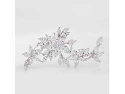Broche De Flor De Circonita En Plata Y Oro Blanco Para Bodas Y Fiestas - Para Mujer