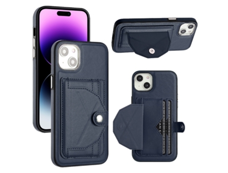 Funda Mobile Phone Cases Shockproof With Card para iPhone 14 Plus Piel Marrón