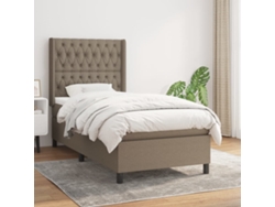 Cama Box Spring Con Colchón Tela Gris Taupe 90x200 Cm