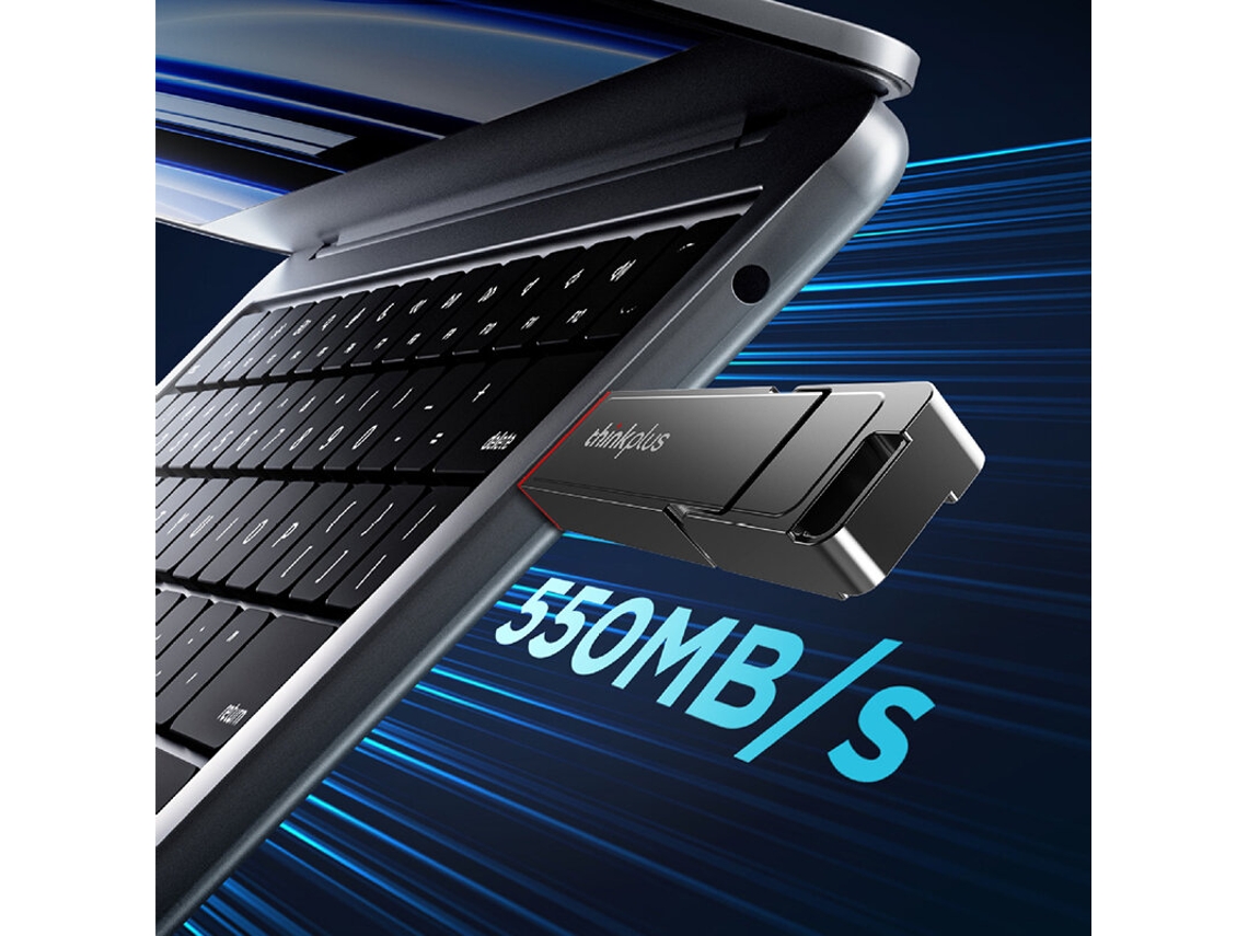 Unidad flash Lenovo Thinkplus TU204 de 512 GB con doble USB-C e interfaz USB 3.2 de alta velocidad