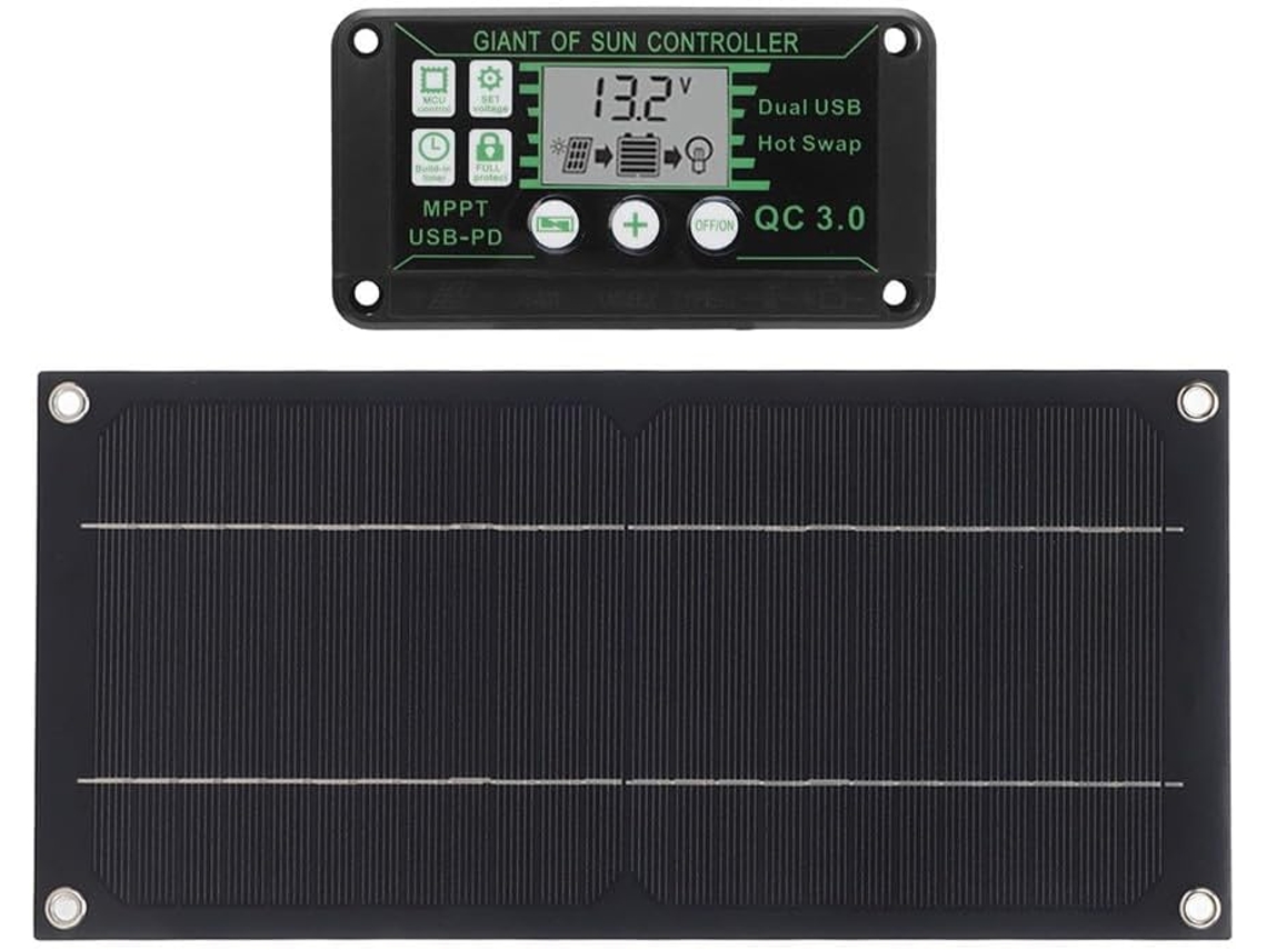 Painel Solar Monocristalino De 600 W - Bateria De 18 V - Controlador De Carregamento