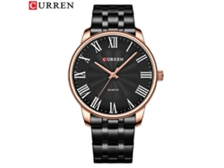 Reloj De Pulsera Sencillo Para Hombre (rosa Y Negro) Con Esfera Grande, Números Romanos Y Correa De Acero Inoxidable.