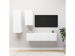 4 Piezas Conjunto De Moveis De Tv | Gabinete Tv | Armário Tv Derivados De Madeira Branco