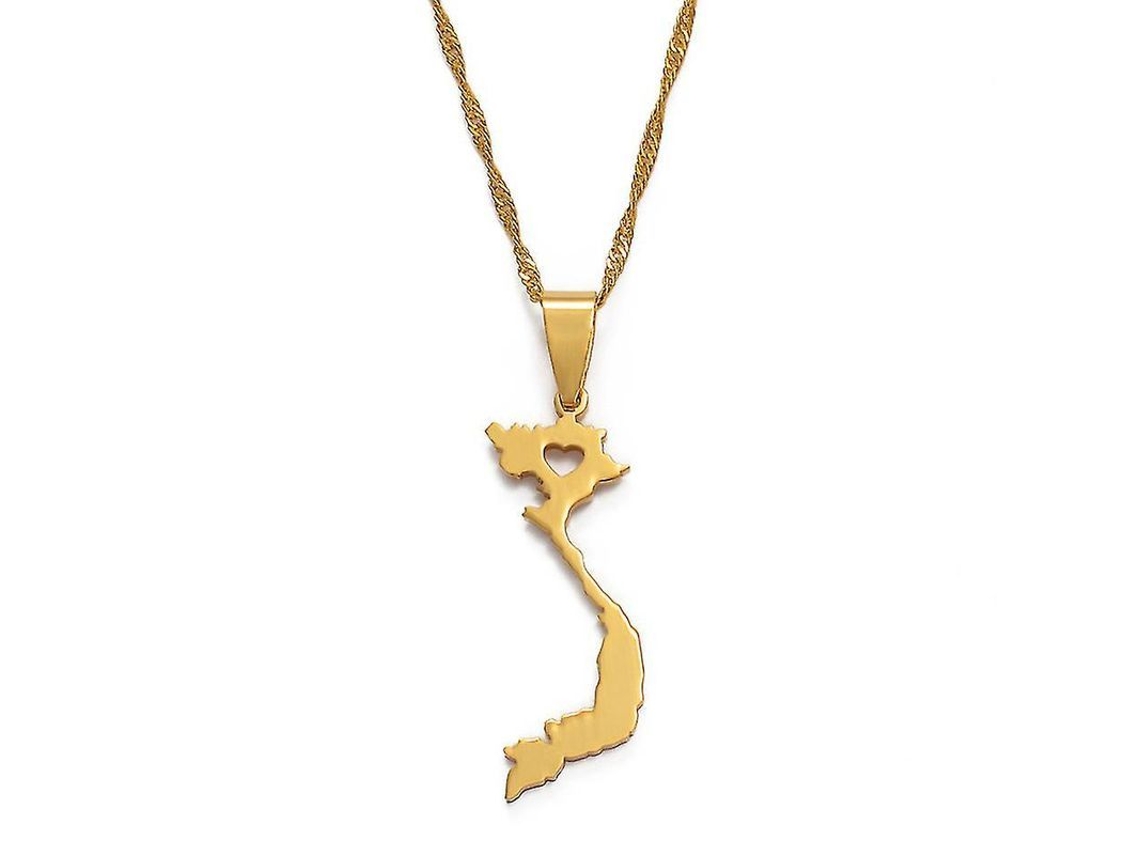 Collar Con Colgante De Vietnam Para Mujer Y Hombre, Joyería De Oro, Cadena Con Mapa De Vietnam 005221