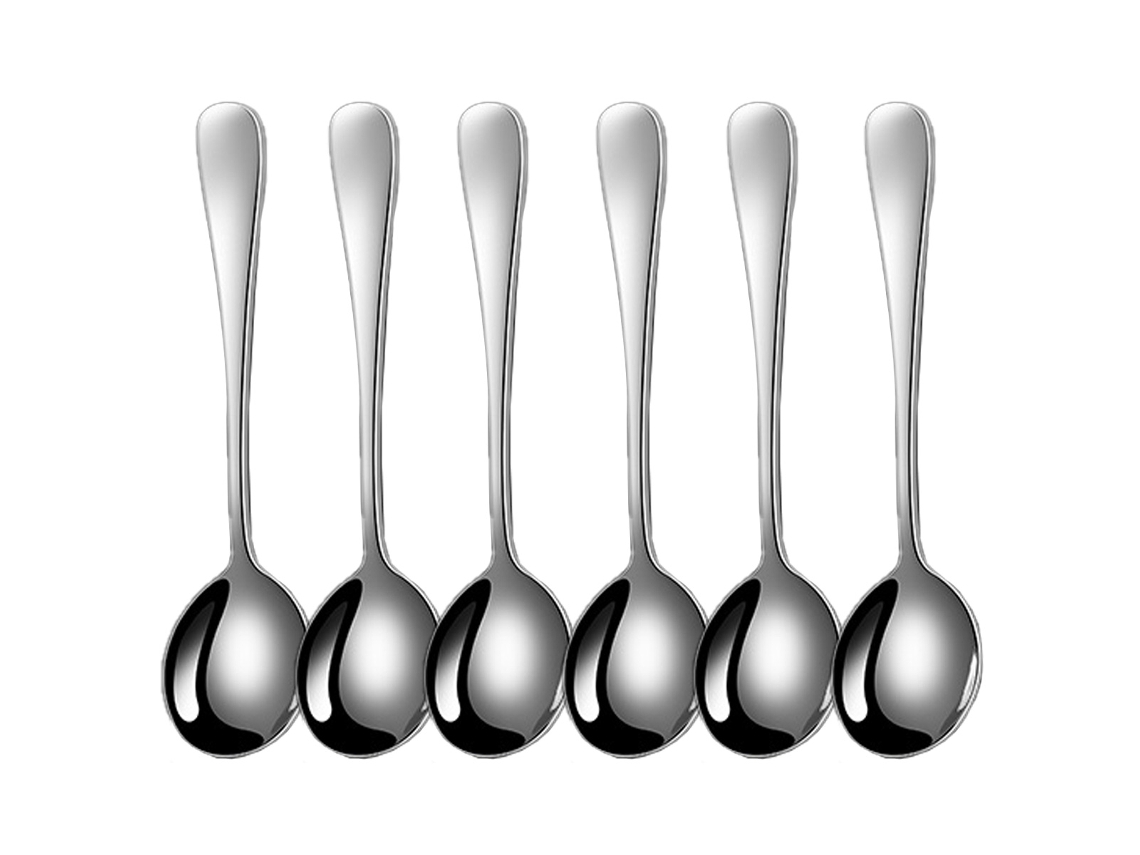 MEOIRUERY Set de 6 Cucharas de Té de Acero Inoxidable, para Hogar, Cocina y Restaurante, con Mango Cuadrado (Plateado)