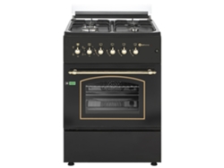 Estufa de Gas SOLTHERMIC 60X60 Rústica Negra con Horno Eléctrico F6S40E5Rb