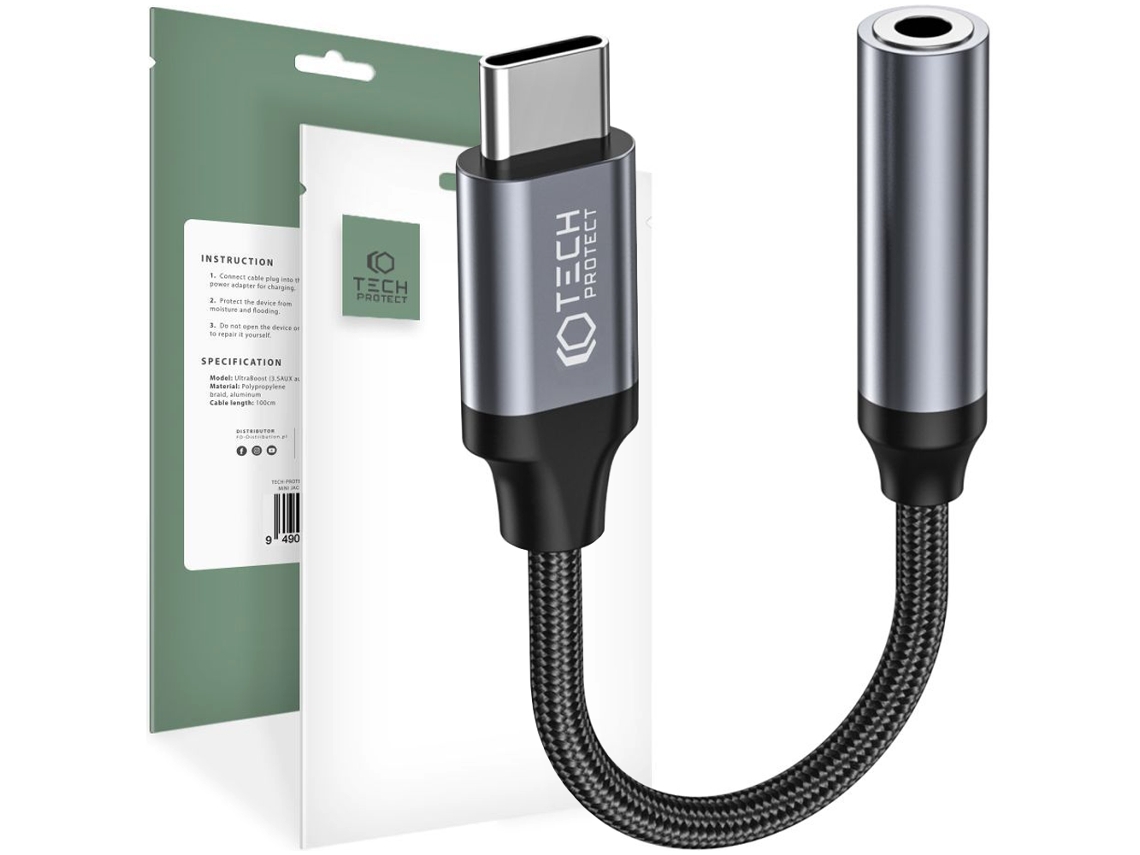 Adaptador USB C a miniconector de 3,5 mm TECH PROTECT para teléfonos móviles de alta calidad