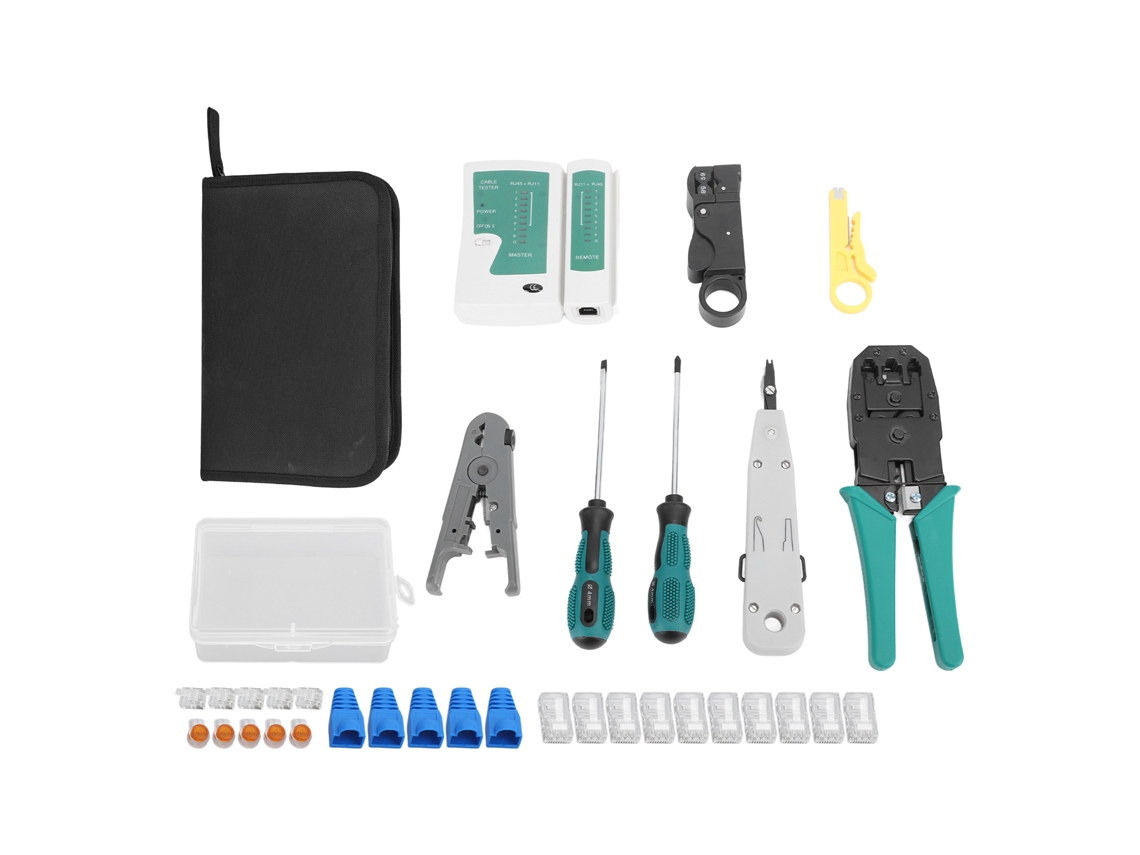 Kit De Herramientas De Crimpado Rj45 Para Cable Ethernet Cat5 Cat6 Con Conectores Y Pelacables