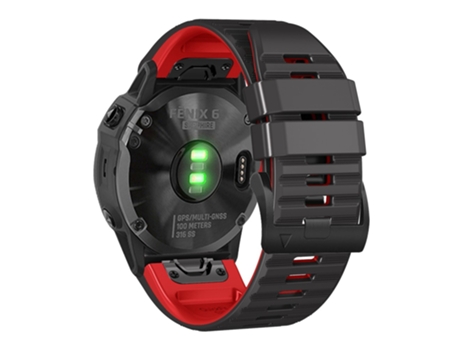 Correa de Silicona rayas horizontales ajustable para Garmin Tactix Delta/Enduro - negro/rojo