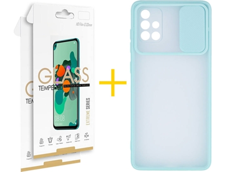 Carcasa + 2 Protectores de Pantalla para Samsung Galaxy A71 SKYHE Verde Agua