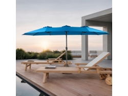 Sombrilla Rectangular Grande De 4,5 M Con Doble Cara Y Manivela (azul Oscuro) (sin Base)