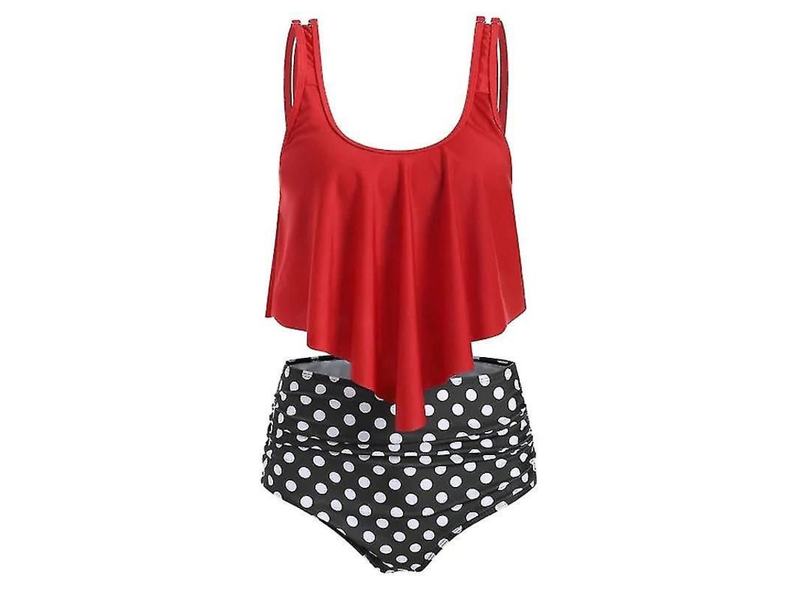 2026-traje De Baño Tankini Para Mujer Con Volantes Y Cintura Alta De Poliéster Con Relleno Para Playa Y Piscina