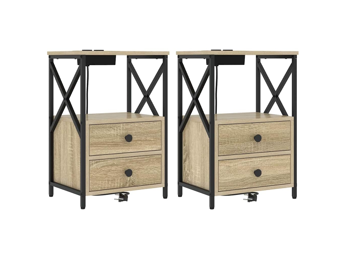 Maison Exclusive - Armario De Noche Con Cajón 2 Pcs Roble Sonoma 40 X 31 X 60 Cm