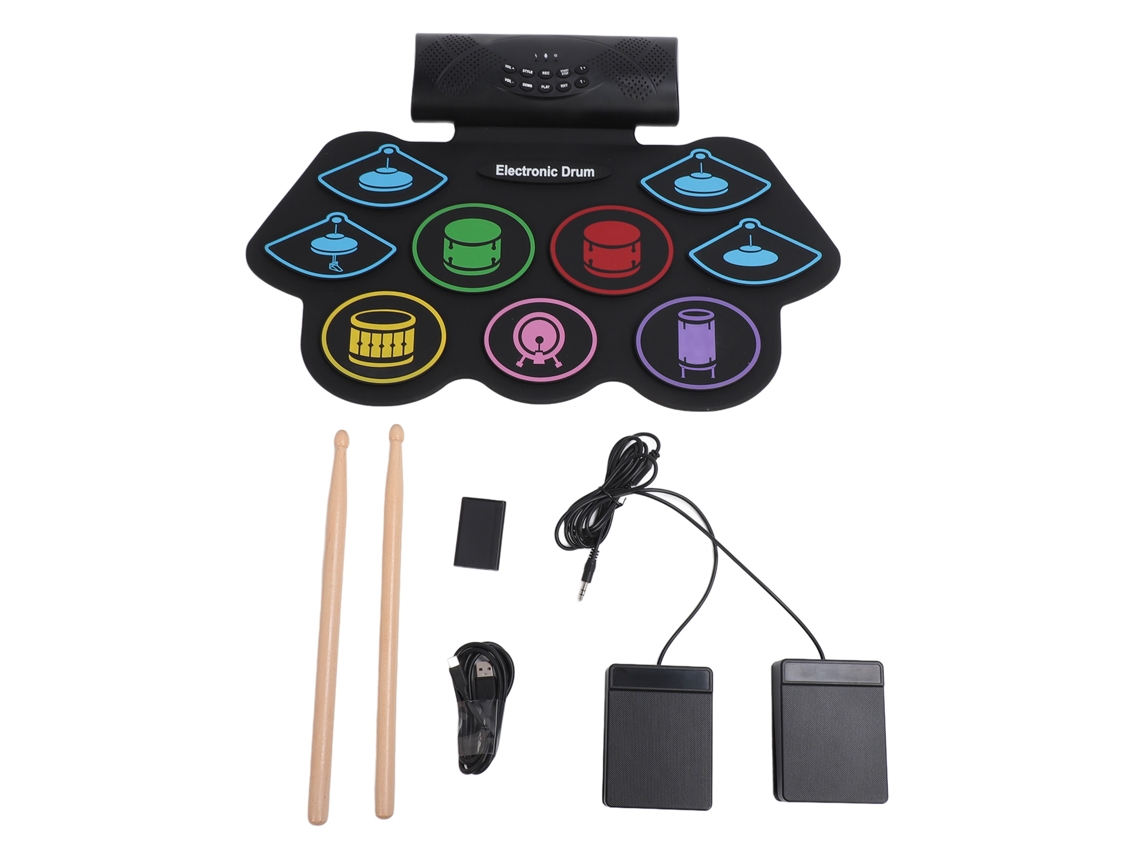 Batería electrónica portátil (9 pads, 2 pedales)