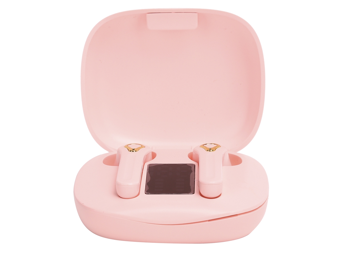 Fones De Ouvido Tws Bluetooth 5.0 Estéreo Com Tela Digital Led Controle Táctil Para Esportes Rosa