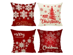 Juego De 4 Fundas De Almohada Navideñas Con Motivos De Copos De Nieve