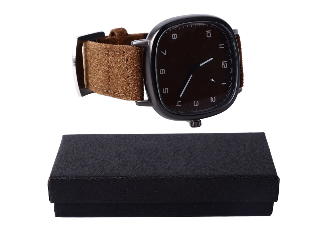 Reloj De Pulsera Retro De Cuarzo Para Hombre Con Correa De Cuero Sintético Marrón Para Uso Diario.
