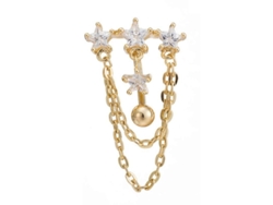 Piercing Para El Ombligo Con Forma De Estrella, Cadena Y Elegante Circonita Cúbica De Alta Calidad.