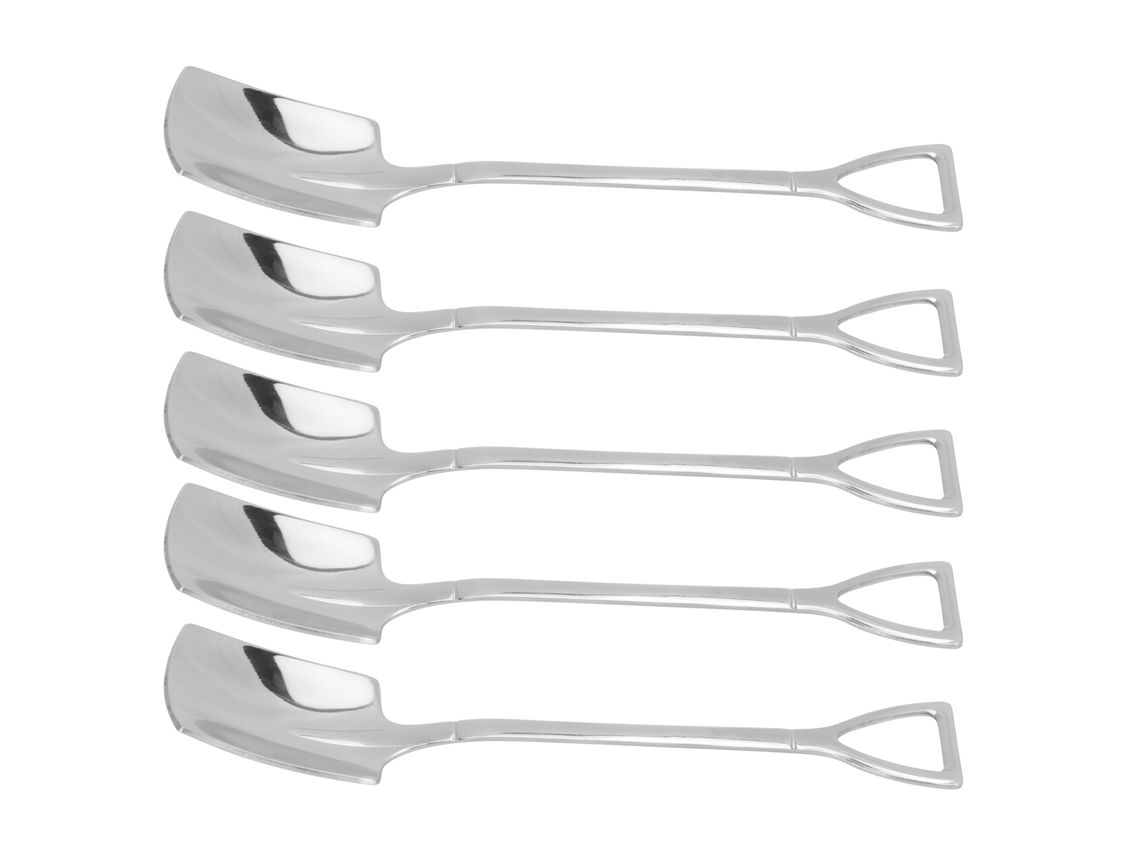 Juego De 5 Cucharas De Acero Inoxidable 304 Para Café, Postre, Helado Y Pastel, Con Orificio Para Colgar.