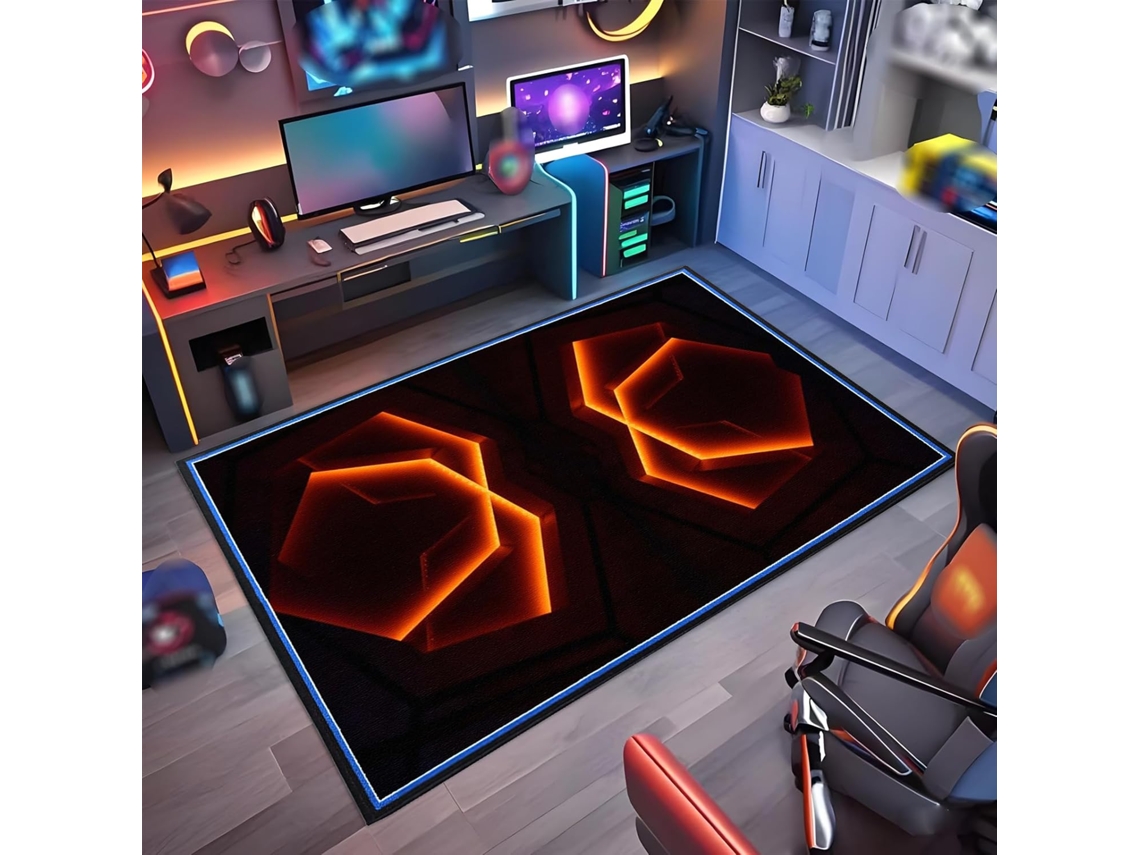 Tapete Piso Gamer Cadeira Escritório 70 X 120 Cm Azulejo Laminado Parquet Azul Proteção Pisos Duros,