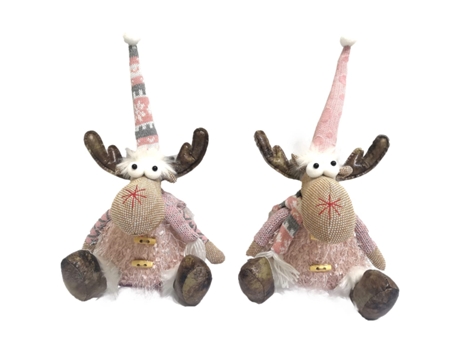Pack de 2 Peluches del Reno Navideño Jeremias 38 x 16 cm Reno Rosa TIENDA EURASIA