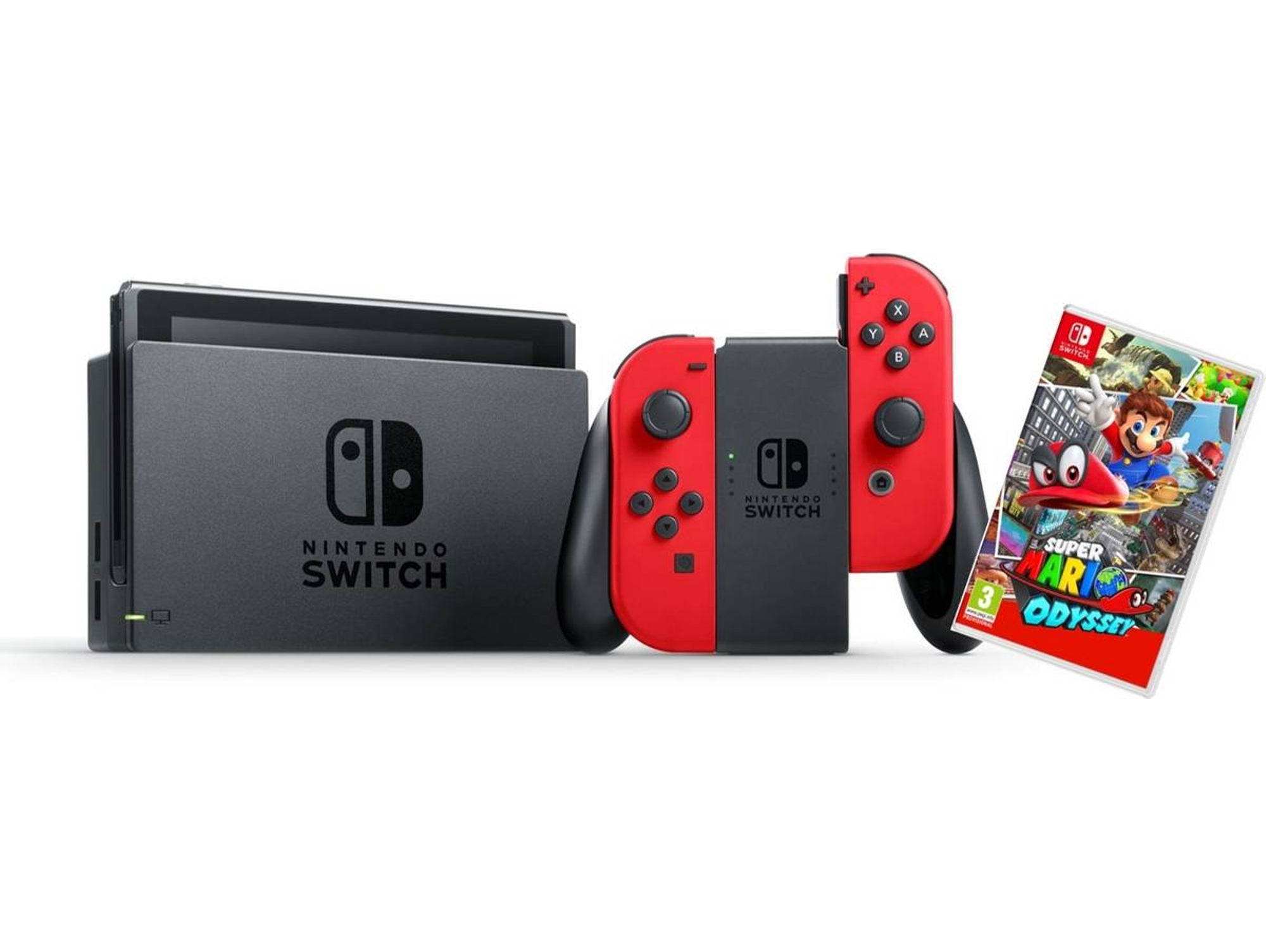 Pack Consola Nintendo switch color rojo juego super mario odyssey formato digital descarga tarjeta