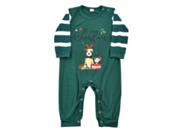 Pijamas Navideños Para Familia De Coincidencia Con Estampado Cartoon Y Rayas Manga Larga Para Hombres Mujeres Niños Bebé 18-24m