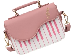 Bolso Bandolera Cuadrado Rosa Para Mujer Con Bordado En Contraste, Fabricado En Piel Sintética, Ligero Y Práctico.