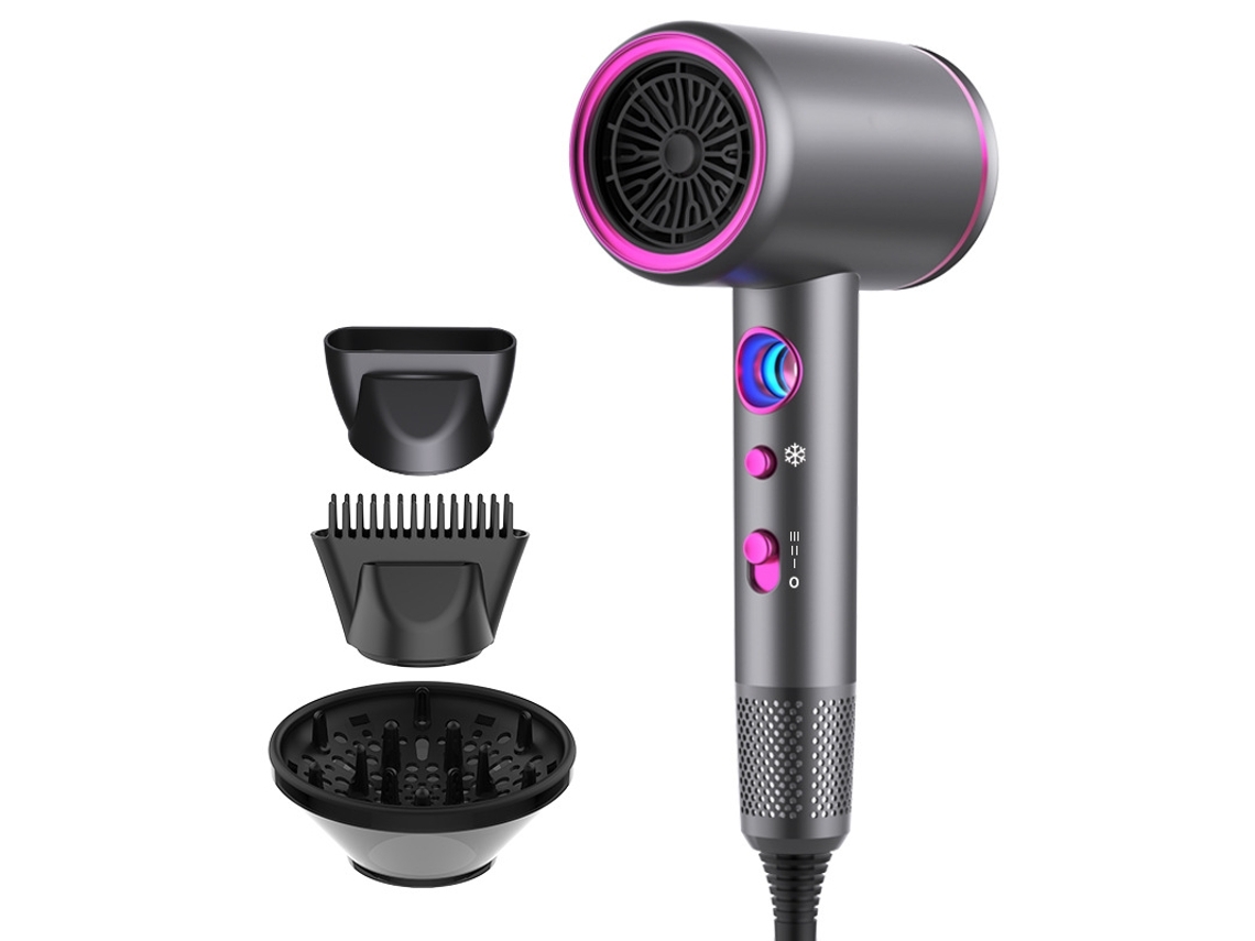 Secador de Pelo Profesional 2000W Difusor/Concentrador/Peine Boquilla Iónico de Alta Velocidad Control de Pantalla Led YEMAESRE