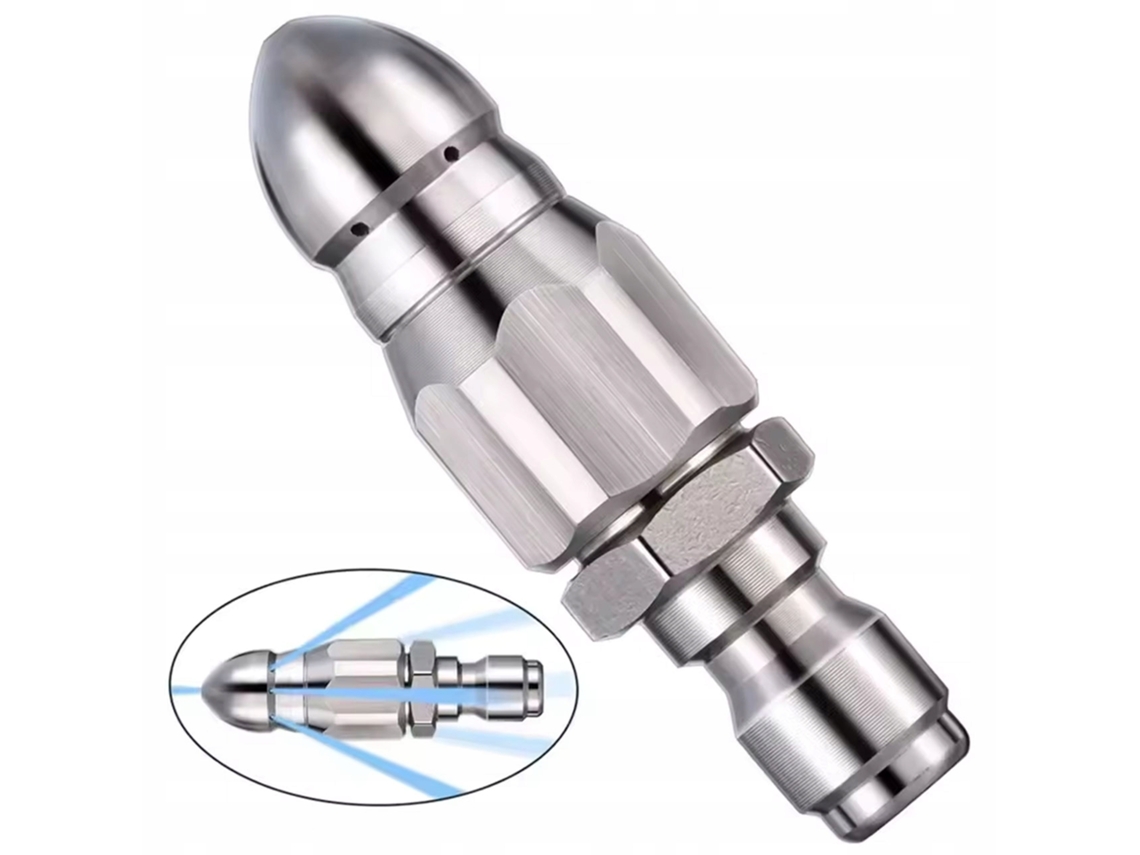 Boquilla Clearflow Steeljet 1/4 Quickconnect – Acero Inox | 1 Delantera + 6 Traseras | Para desatascar tuberías