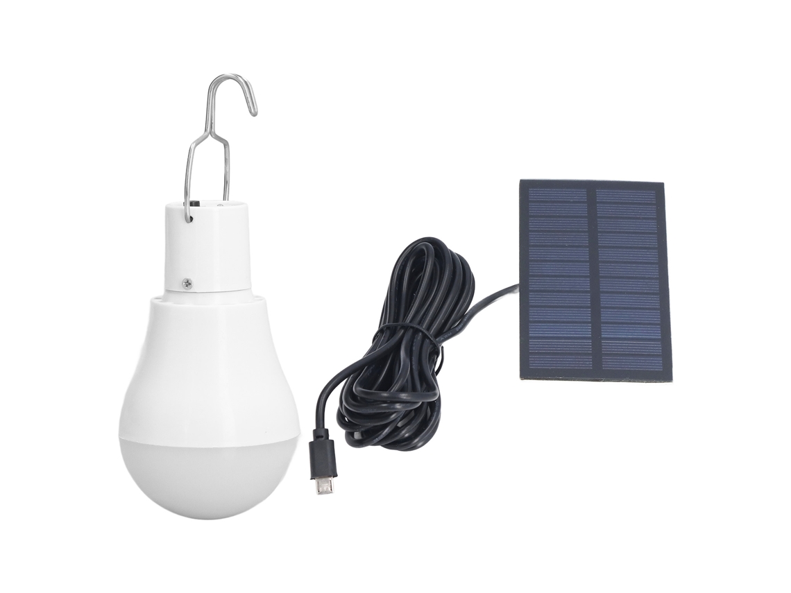 Lámpara Solar Led Blanca De Bajo Consumo Con Gancho Para Camping, Uso De Emergencia, Usb Y Panel Solar.