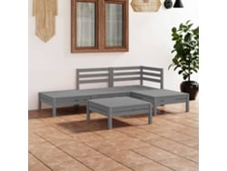 Conjunto de salón de jardín de 2 piezas de pino macizo gris Dkd Home Decor