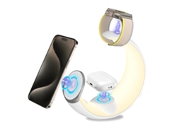 Estación De Carga Inalámbrica Luz Ambiente Led Magnéticos Relojes Para Apple Yemaesre Magnético Blanco
