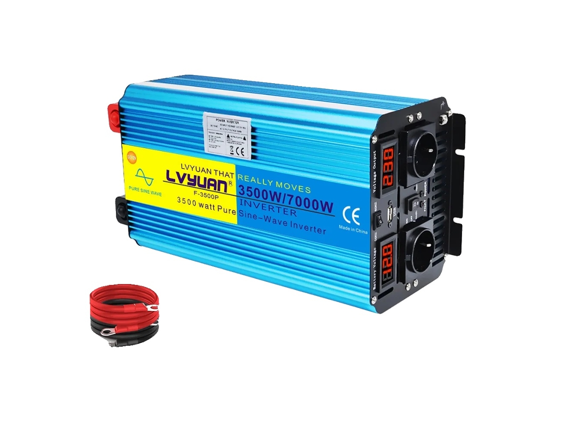 Inversor de potencia, onda sinusoidal pura, mando a distancia, 7000 W, 12 V, 2 UE
