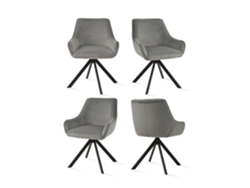 Sillas De Comedor Goeurvant 1178(pack De 4, Gris Claro, Terciopelo)