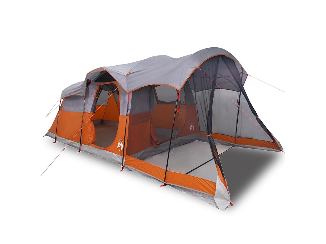 vidaXL Tienda de campaña familiar túnel 8 personas impermeable naranja