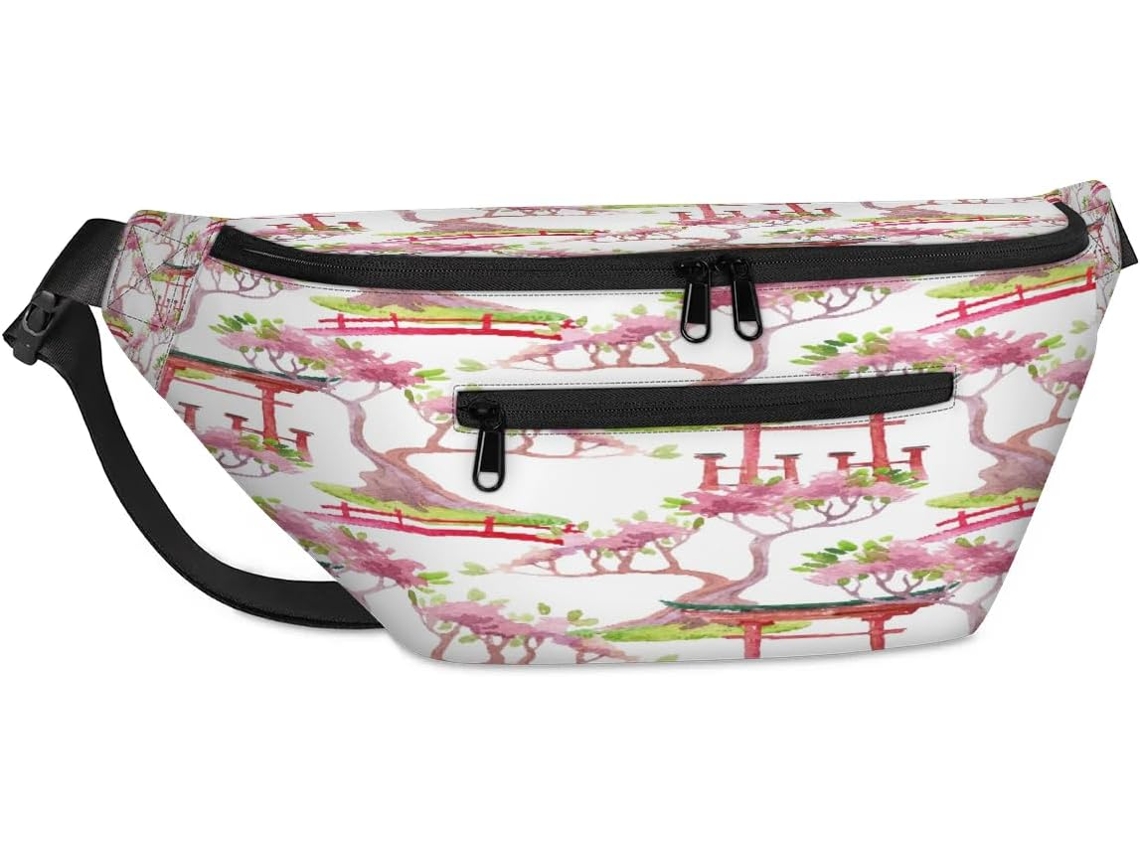 Bolso bandolera TROPICALLIFE con estampado floral japonés (38x25x19cm)