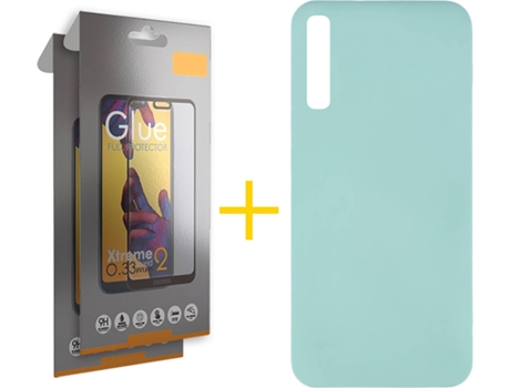 Kit Funda + 2 Protectores de Pantalla Samsung Galaxy A30s SKYHE Full Silicona Líquida (Verde Agua)