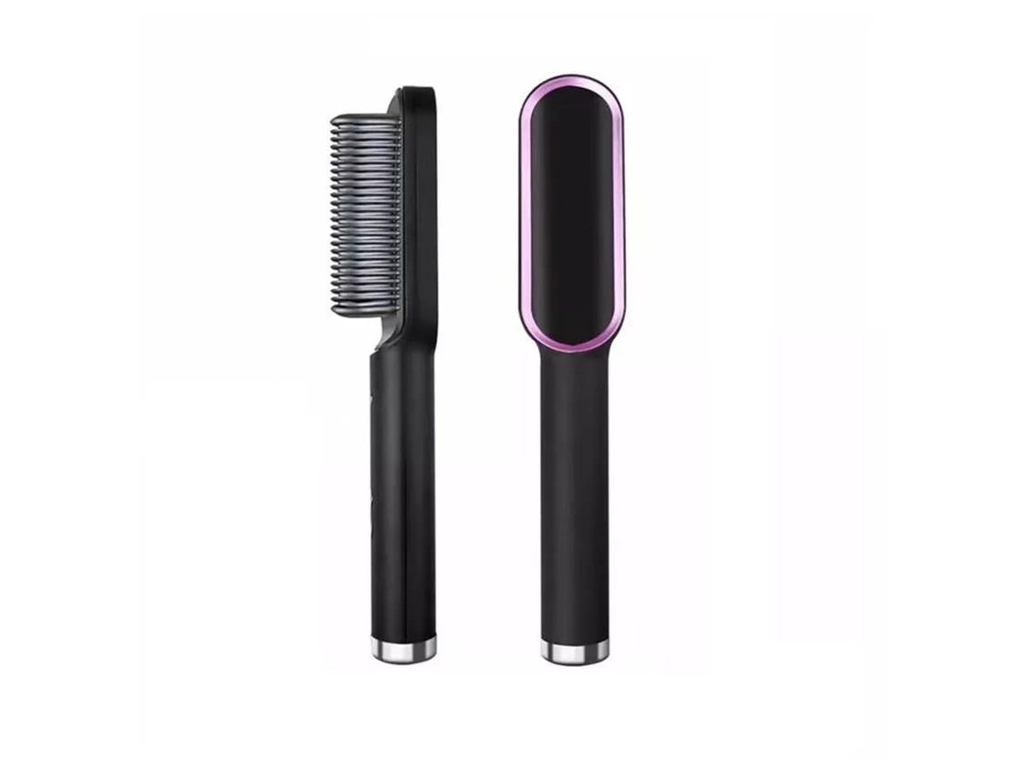 Plancha De Pelo Moderna Mdug Con Control De Temperatura Y Cepillo Motorizado (negra)