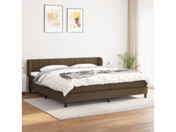 Cama Box Spring Con Colchón Tela Marrón Oscuro 200x200 Cm