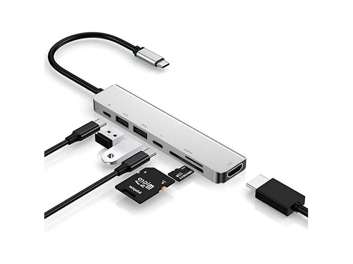 Adaptador Ouo Usb-c Con Concentrador Hdmi 4k A 60 Hz, Carga Pd De 87 W, 2 Puertos Usb Y Lector De Tarjetas Sd/tf.
