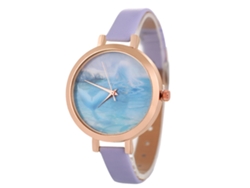 Reloj De Pulsera De Cuarzo Para Mujer, De Cuero, Estilo Casual (morado)