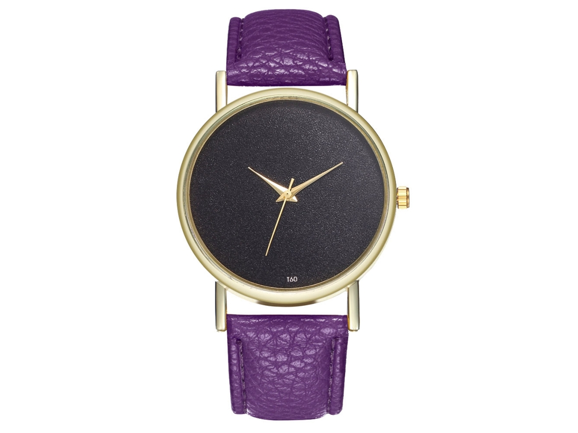 Reloj De Pulsera Analógico De Cuarzo Con Esfera Redonda A La Moda (morado)