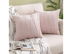 2026-41249-funda De Almohada De Terciopelo Rayada Decorativa Suave 2 Piezas 45x45cm Rosa Para Sofa Cama Auto