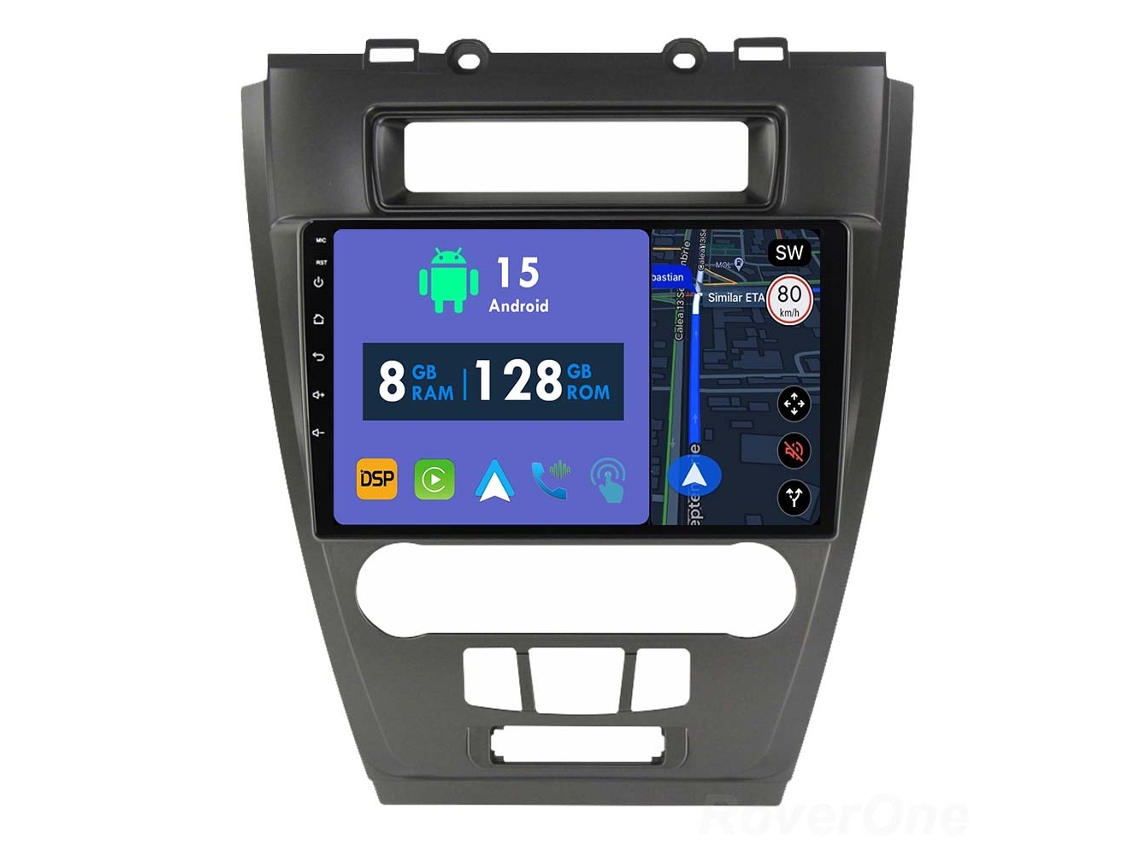 Coche Radio Android Auto Autoradio 8GB RAM 128G ROM CarPlay Navegación GPS Pantalla Táctil RoverOne para Ford Fusion Mondeo Mustang 2009 - 2012 