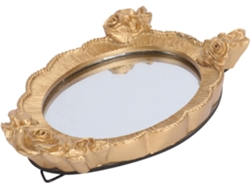 Miroir Ovale Vertical Résine Con Rose Relief Portátil Para Femme Ornement