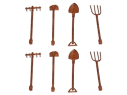 Conjunto De Ferramentas Agrícolas Miniatura De Ferro Enferrujado Para Casinha De Bonecas 4 Peças