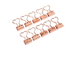10 pinceles para cejas de acero al manganeso en forma de corazón, de oro rosa, para la escuela y la oficina.